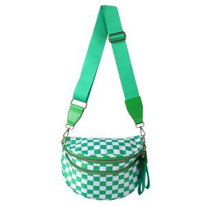3027 Checkered Crossbody Bag Spacious Bum Bags Nylon Fanny Packs Belt Bag